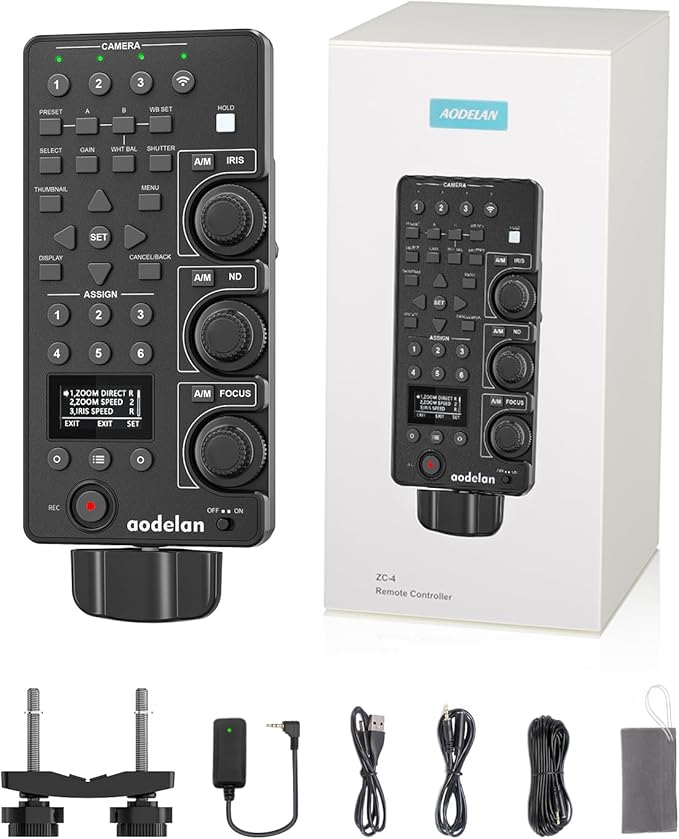 Wireless Camcorder lanc Zoom Controller for Sony - Aodelan Wired Video Camera Remote Control with IRIS Focus Zoom ND Adjust for ILME-FX6,PXW-FX9,PXWZ280V/Z280T,PXWZ190V/Z190T; Replaces Sony RM-30BP