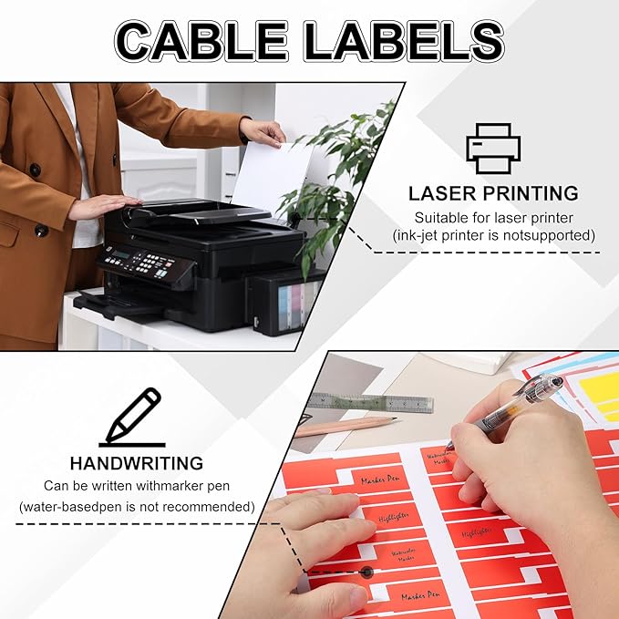 uxcell 300 Pcs Cable Labels, Waterproof Wire Cord Labels Tags, Cord Organizer Management Tags for Charger Cable Organizer Wire Markers Printer and Handwriting, Brown