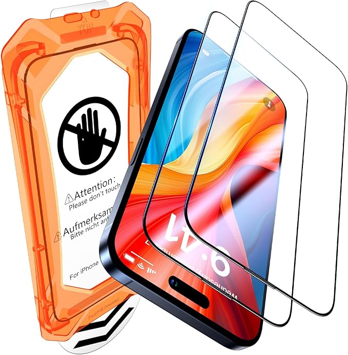 UniqueMe for iPhone 15 Pro Screen Protector - [Military Grade Shatterproof & 9H+ Hardness] Screen Protector 15 Pro Tempered Glass Full Coverage Protection, Easy Installation, 2 Packs
