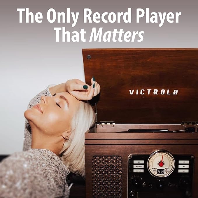 Victrola The Quincy 6-in-1 Bluetooth Record Player & Multimedia Center with Built-in Speakers – 3-Speed Turntable, CD & Cassette Player, AM/FM Radio, Wireless Music Streaming (Espresso)