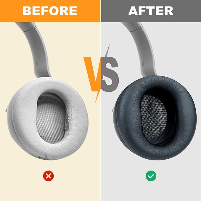 Replacement Earpads for Microsoft Surface Headphones 1 2 Wireless Noise Cancellation Headsets,Ear Pads Cushions with High-Density Noise Isolation Foam,Soft Protein Leather-Black