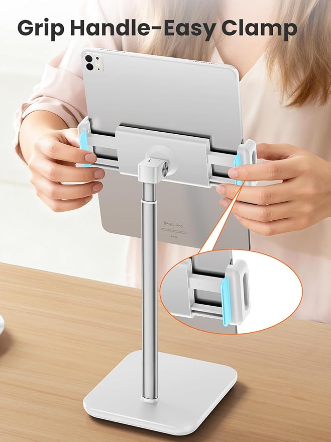 tounee Portable Monitor & Tablet Holder Stand, 4.4lb (2kg) Holding Strength, Height Adjustable Up to 18.11", Ideal for 4.7"-16" Devices (15.6" Portable Monitors, iPad, iPhone, Kindle)-White