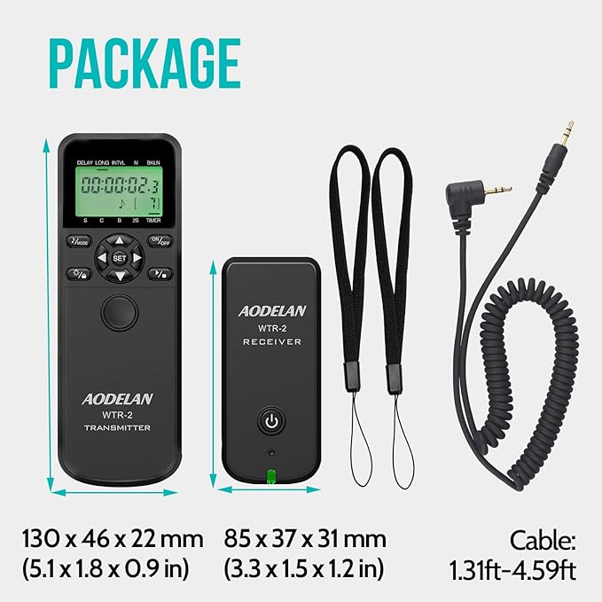 for Canon EOS Camera Wireless Shutter Remote - Intervalometer Timer Compatible with R6, 850D, 90D, 80D, 70D, R, Ra, RP; Replacement RS-60E3 Cable