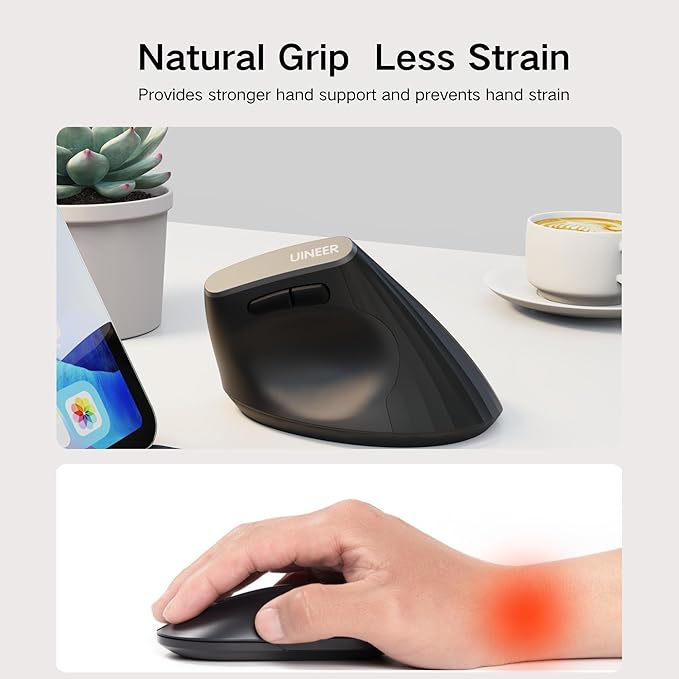 Vertical Mouse Wireless,Bluetooth Mouse with BT5.0/4.0/2.4G, Rechargeable with Battery Indicator,Ergonomic Design for Comfort and Reduced Wrist Strain, Ideal for Home,Office Use,Black