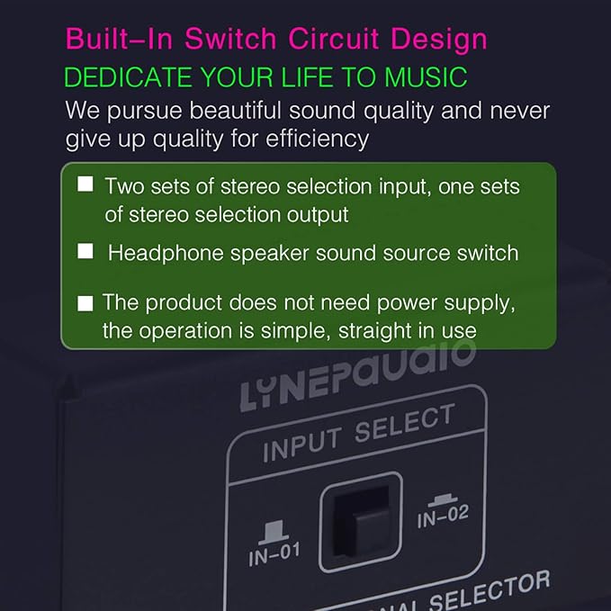 Audio Switcher RCA 2 in 1 Out/1 in 2 Out A/B Switch Stereo Audio Splitter Box with No Distortion RCA Jack for Switching Between Computer Speakers and Headphones