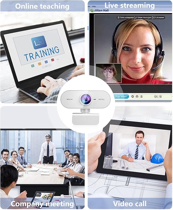 Webcam 1080P HD Webcam for PC,Web cam with Microphone,Stand for PC/MAC/Laptop/Desktop,Wide Angle Web Cameras for YouTube,Skype,Zoom,Xbox One,Video Calling