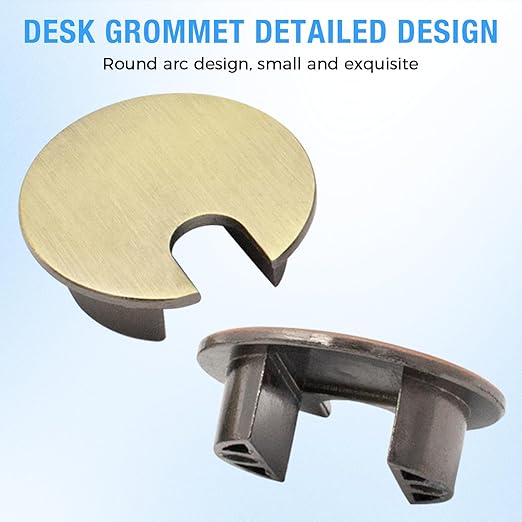 Desk Grommet 1-3/8" (35 mm), Desk Cord Hole Cover, Cable Grommet Metal Zinc Alloy Materilal, Desk Hole Grommet for Office and Home Table Cable, Detachable Cable Cord Organizer (Bright Silver 1 Pcs)