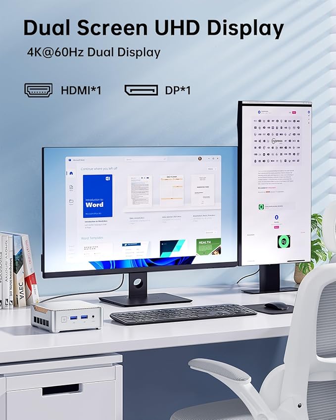 KAMRUI Essenx E2 Mini PC Computers 11 Pro Twin Lake N150, 8GB RAM 256GB M.2 SSD, Micro PC Support 4K Triple Display/USB3.2/WiFi/BT/DP/Gigabit Ethernet Mini PC Home/Office