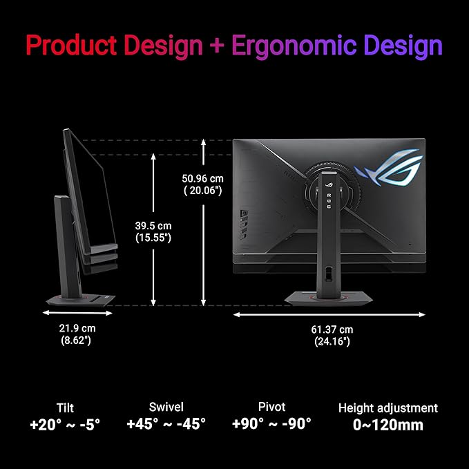 ASUS ROG Strix 27” 4K HDR USB-C Gaming Monitor (XG27UCG) – UHD (3840x2160) Dual Mode (4K 160Hz or FHD 320Hz), 1ms, Fast IPS, Extreme Low Motion Blur Sync, G-SYNC Compatible, AI Gaming, 3yr Warranty