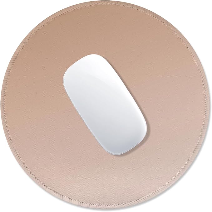 ITNRSIIET Mouse Pad Non-Slip Rubber Base Smooth Surface Stitched Edges Waterproof Durable Compatible with All Mice for Office & Gaming, Desk Accessory, Diameter 8.7 inch, Camel Gradient