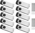 ABLAZE 64GB Flash Drive 10 Pack, USB 2.0 Memory Stick with Lanyards Swivel Thumb Drives Bulk 64GB Pendrive U Disk for Data Storage (Black)