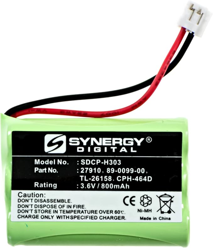 Synergy Digital Cordless Phone Battery, Compatible with Clarity C410 Cordless Phone, (Ni-MH, 3.6V, 800 mAh) Ultra Hi-Capacity Battery