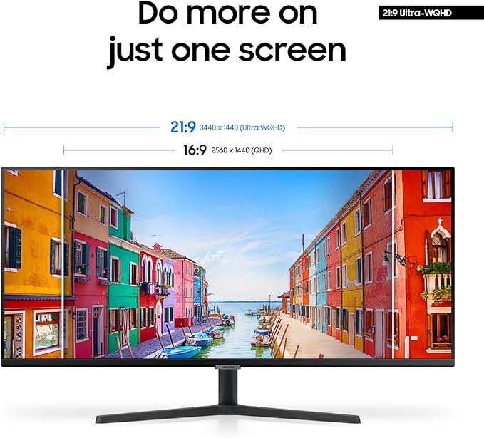 SAMSUNG 34" ViewFinity S50GC Series Ultra-WQHD Monitor, 100Hz, 5ms, HDR10, AMD FreeSync, Eye Care, Borderless Design, PIP, PBP, LS34C502GANXZA, 2023, Black
