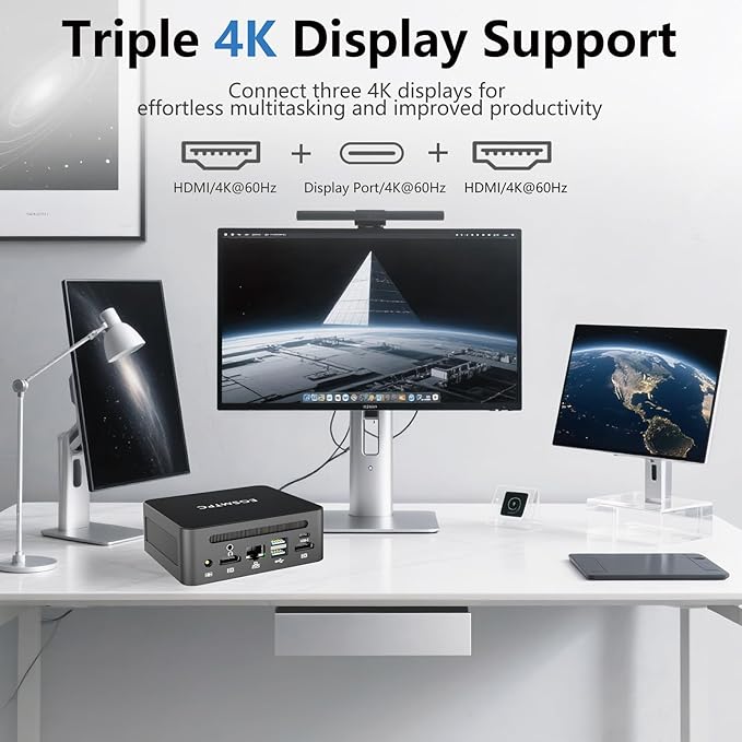 Mini Desktop Computer, Intel Core i5-12450H (Up to 4.40GHz), 16GB DDR4 RAM, 512GB M.2 SSD, Mini PC Supports Triple 4K Display, USB 3.2, Wi-Fi 6, BT 5.2, RJ45 2.5G