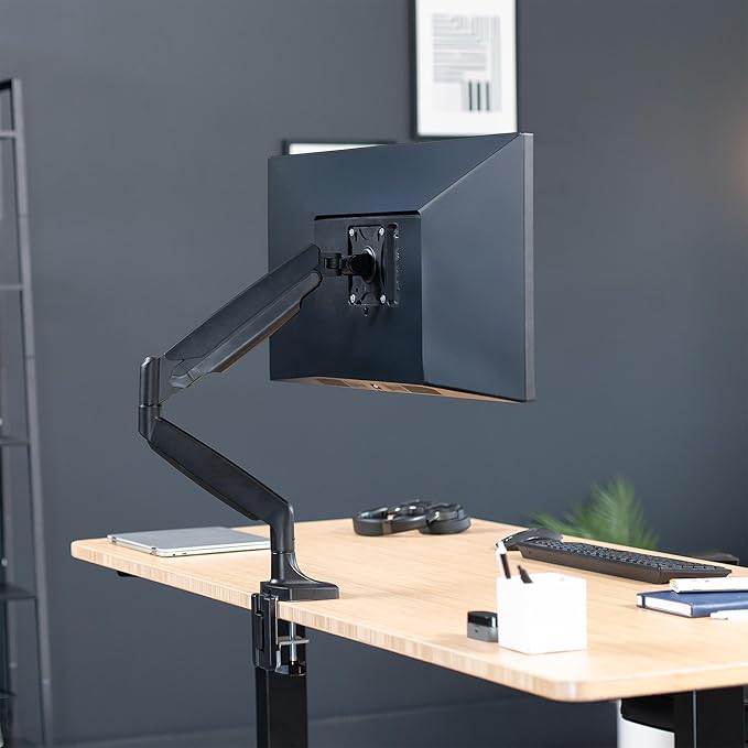 VIVO Premium Aluminum Heavy Duty Single Monitor Arm for Ultrawide Monitor up to 40 inches and 30 lbs, Desk Mount Stand, Pneumatic Height, Max VESA 100x100, Black, STAND-V110Q