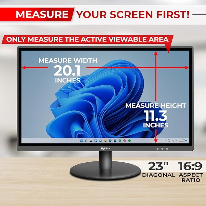 23 Inch 16:9 Computer Privacy Screen Filter for Monitor - Privacy Shield and Anti-Glare Protector