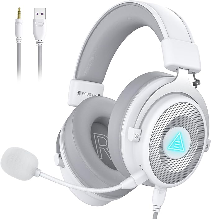 EKSA USB Gaming Headset for PC, Computer Headphones with Detachable Noise Cancelling Microphone, 7.1 Surround Sound, 50MM Driver, Wired Headset with Mic for PS4/PS5, Xbox One, Laptop, Work