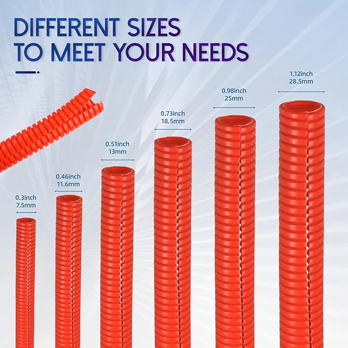 Split Wire Loom Tubing, 10,25ft Cord Protectors from Pets No Chew, Flexible Wire Covers Cord Protectors, Protective Split Cable Sleeve for Automotive Home Industrial Wires(Red, 0.46inch-25ft)