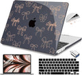 Teryeefi for M4 M3 M2 MacBook Air 13 inch Case 2025 2024 2023 2022 Release A3240 A3113 A2681 Model, for 13.6 inch MacBook Air Hard Shell Case + Keyboard Cover + Type C Adapter, Golden Bowknot-103