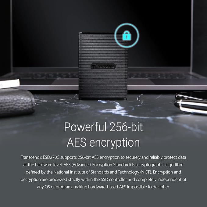 Transcend 2TB External SSD for iPhone/iPad/Mac/Windows/Android, PC/Laptop/Tablet/TV/Game Console, Portable Solid State Drive with One Touch Back up, One-Time Password Unlock, Type-A&Type-C Cables