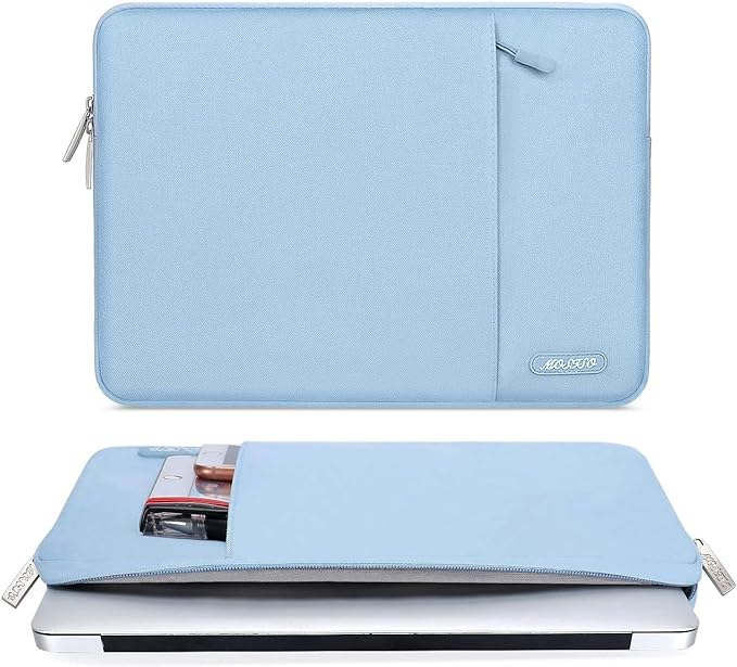 MOSISO Laptop Case 14 inch, 14 inch Laptop Sleeve Compatible with HP Lenovo Dell ASUS Acer, HP Stream, Dell Latitude, Lenovo IdeaPad, Polyester Vertical Computer Sleeve Bag with Pocket, Air Blue