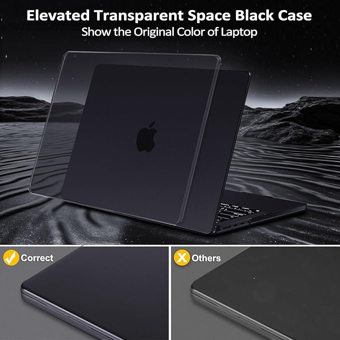 MOSISO Compatible with MacBook Pro 16 inch Case 2025 2024 2023 2022 2021 M4 M3 M2 M1 A3403 A3186 A2991 A2780 A2485, Natural Original Color Hard Case&Keyboard Cover&Screen Film&Type C,Space Black Clear