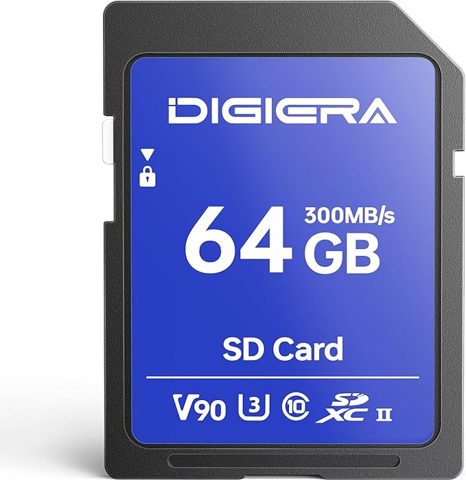 64GB LSU200 SDXC UHS-II Memory Card - up to 300MB/s, C10, U3, V90, 8K, SD Card for Computers, Digital Cameras, Home Theatre Devices, Car Navigation Systems (1 Pack)