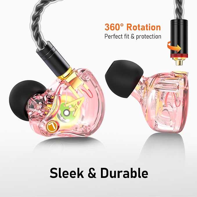 Vibes 202ML Wired Earbuds - HiFi in Ear Headphones - Noise-Isolating Ear Buds w/ Mic - Clear Sound, Deep Bass, Comfort-Fit Earphones - MMCX–Lightning for iPhone 5–14, Silver Plated Cord, Carrying Case