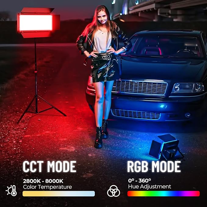Mettlelite LS800C RGB Light Stick and Mettlelite SPL420C LED Video Light Full Color Video Light with APP Control 2800K-8000K CRI96 TLCI97 RGB CCT HSI Mode LED Light Bundle