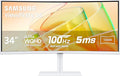 Samsung 34” ViewFinity (S65TC) Series Ultra-WQHD 1000R Curved Computer Monitor, HDR10, 100Hz, AMD FreeSync, Thunderbolt 4, Height Adjustable Stand, Built-in Speakers, Eye Care, LS34C650TANXGO, 2024