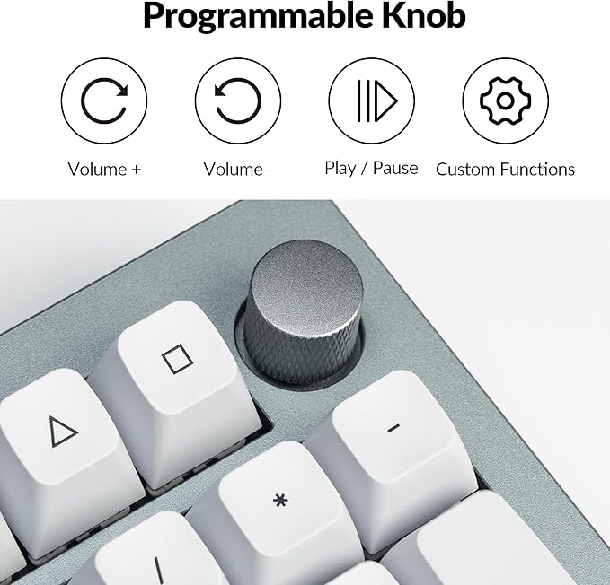 Keychron Q5 Pro QMK/VIA Wireless Custom Mechanical Keyboard, 96% Layout with Programmable Knob, KSA Double-Shot PBT Keycaps with Hot-swappable K Pro Banana Switch for Mac Windows Linux - Gray