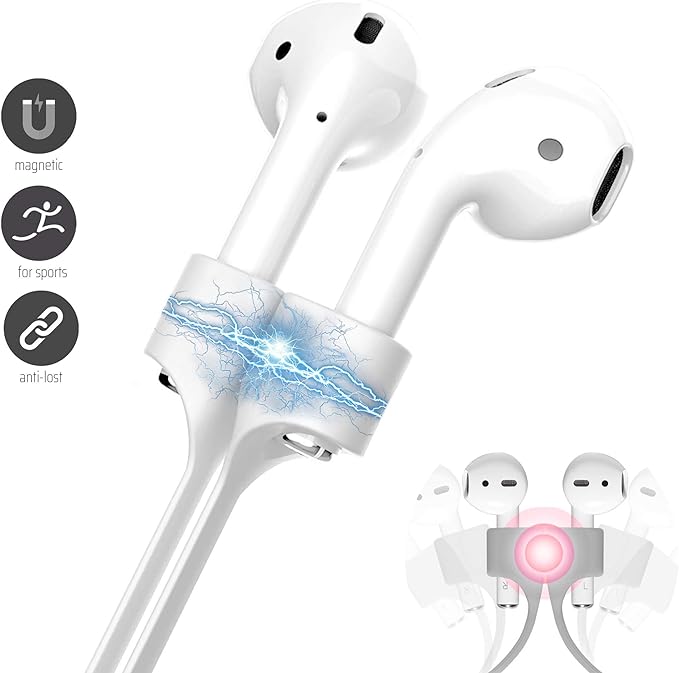 Ultra Strong Magnetic Airpod Pro Strap Anti-Lost Cord Sports Lanyard Compatible with Airpods 3rd 2nd Generation Pro 3 2 1 (White)