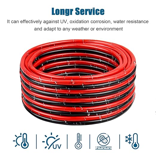 14 Gauge Wire 2 Conductors Copper Wire, 14 AWG Battery Cable Oxygen Free Copper Wire for Solar Panel, Automotive, Trailer, RV and Speaker (14 Gauge 200FT)