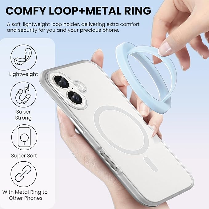 Magnetic Silicone Ring Grip Phone Holder, Loop Grip Phone Holder,Magnetic Phone Loop,Magsafe Phone Grip,Compatible with Magsafe for iPhone 16/15/14/13/12 Series (Blue)