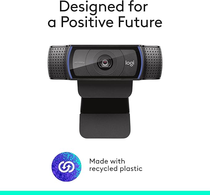 Logitech C920x HD Pro Webcam, Full HD 1080p/30fps Video, Clear Audio, HD Light Correction, PC Camera Webcam, Works with Skype, Zoom, Facetime, PC, Laptop, Mac, Tablet - Black