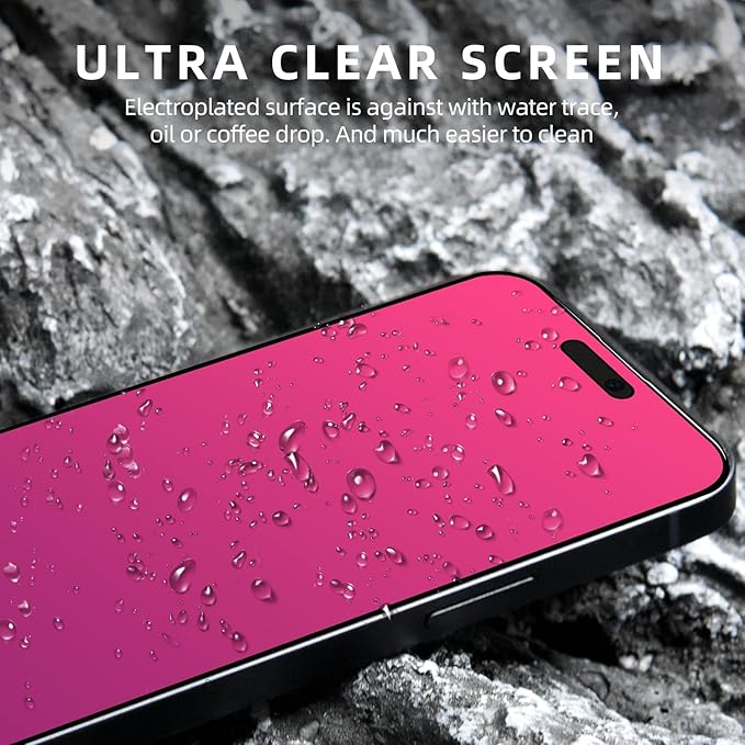 EGKimBa Privacy Screen Protector Compatible with iPhone 15 Pro, 6.1 inch Gradient Colorful Electroplated Anti-Spy Anti-Blue Light Tempered Glass