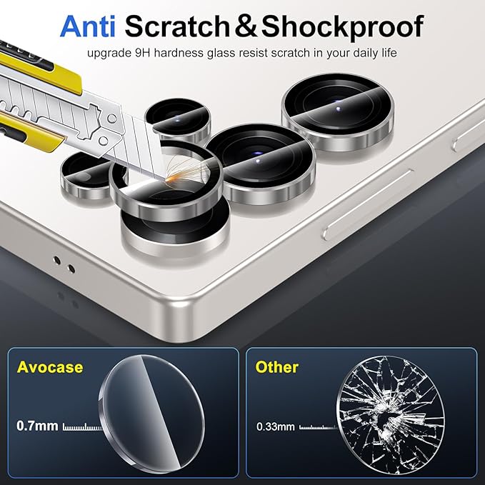 for Samsung Galaxy S25 Ultra Camera Lens Protector, Individual Metal Ring Tempered Glass Lens Cover, [Strong Adsorption] Scratch Resistant Ultra-Thin HD Clear Lens Cover, 1 Set-Gray Ring