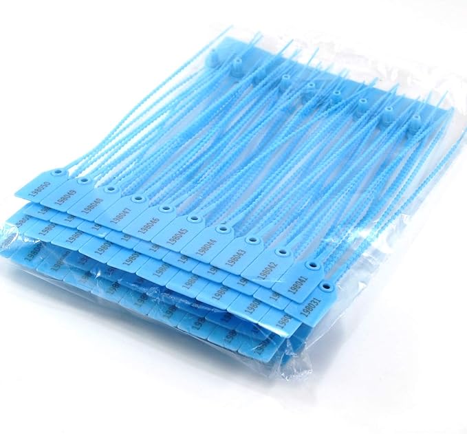 1000 Numbered Plastic Tamper Seals, Zip Ties for Fire Extinguishers Pull Tite Security Tags Numbered Disposable Self-Locking Signage Tie 250mm Length (1000 PCS, Light Blue)