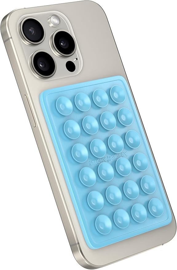 Suction Phone Case Mount, Sillicon Adhesive Phone Accessory for iPhone and Android, Hands-Free Fidget Toy Mirror Shower Phone Holder, Tiktok Videos and Selfies (Pearl Blue)