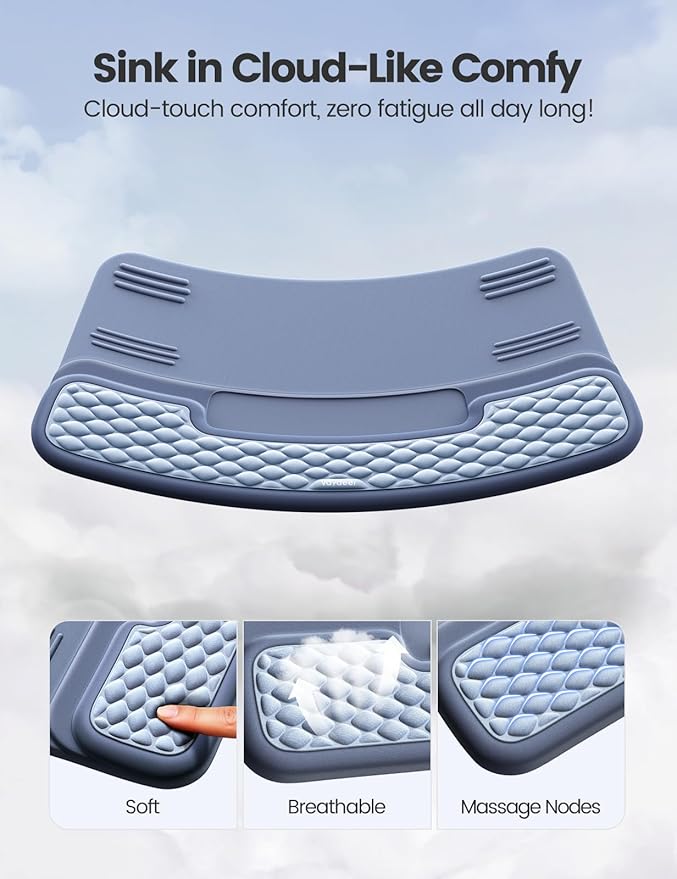Vaydeer Wrist Rest with Keyboard Stand, Computer Wrist Support Pad, Ergonomic Keyboard Riser Holder Lift Tray with Wrist Pad, Soft Memory Foam Desk Cushion, Palm Arm Hand Typing for Office Home Gift