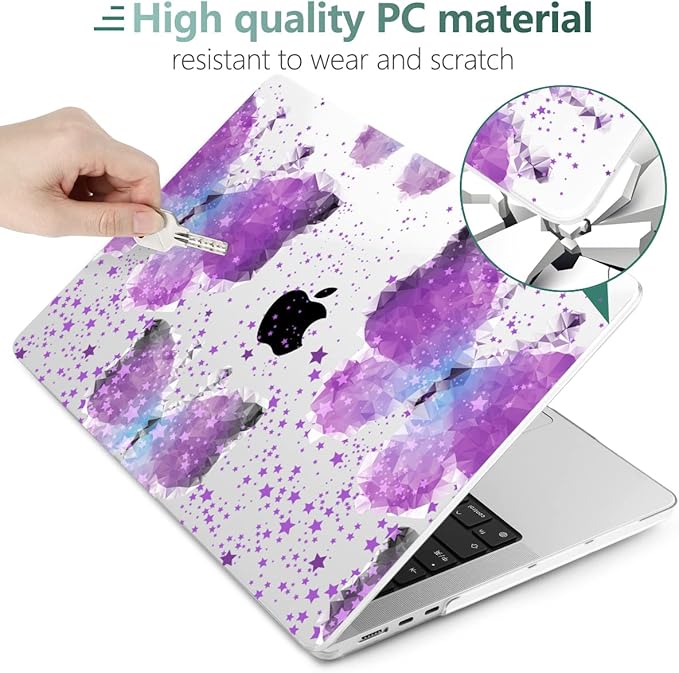 MEEgoodo Case for M4/M3/M2 MacBook Air 13.6 inch Case 2025 2024 2022, Fit Model A3240/A3113/A2681, Laptop Hard Shell with Keyboard Cover Compatible with MacBook Air 13 inch, Purple Butterfly