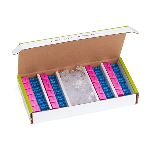 trueCABLE Cat6 Keystone Jack, Unshielded (UTP), 90 Degree Punch-Down, PoE++ (4PPoE) 100W, UL Listed, ETL Verified, ANSI/TIA Certified, Modular RJ45 Female, Pink, 24 Pack