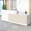 Reception Desk with Counter Modern Checkout Counter with Lockable Drawer Keyboard Tray Receptionist Desk for Office Salon Reception Table N Right 51inch/130cm