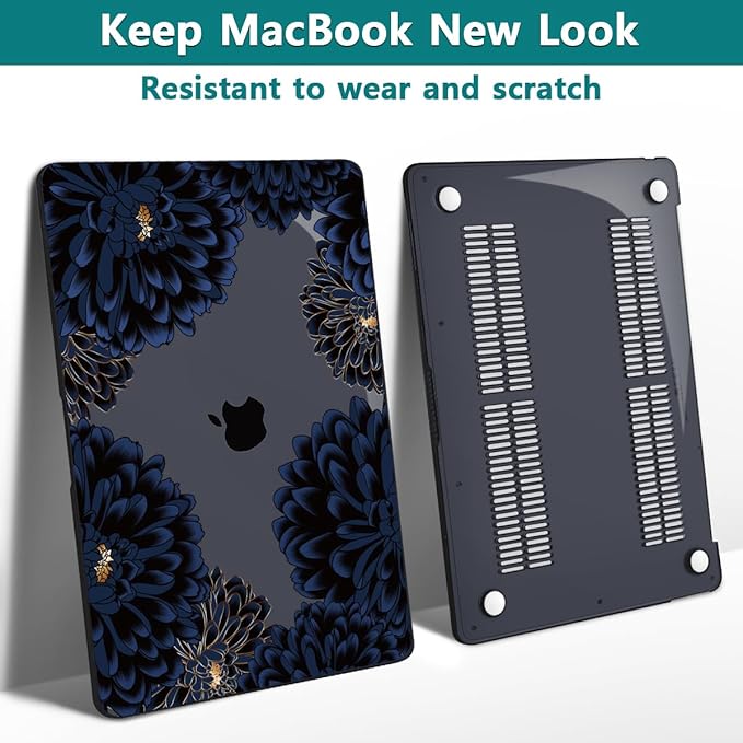 Teryeefi for MacBook Air 13 inch Case Release 2018 2019 2020, Fits Model A2337 M1 Chip, Design Pattern Slim Cover+Keyboard Cover Compatible with 13.3 inch MacBook Air M1 Touch ID, Chrysanthemums
