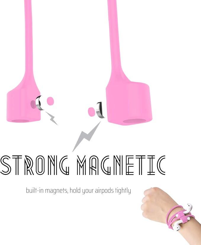Ultra Strong Magnetic Airpod Pro Strap Anti-Lost Cord Sports Lanyard Compatible with Airpods 3rd 2nd Generation Pro 3 2 1 (3 Pink)