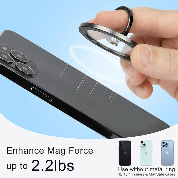 Magnetic Phone Grip for MagSafe, EI Sonador Magnet Phone Ring Holder, Removable, Compatible with iPhone 14 Plus 13 12 Pro Max Mini (Transparent Gold Diamond)