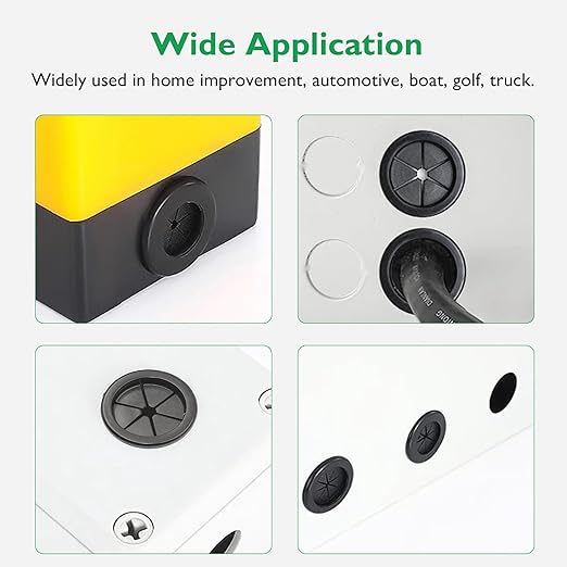 Rubber Grommets for Wiring, 7/8 Inch Drill Hole 11/16 Inch ID, Firewall Grommets Automotive Cable Cords Hoses Protection, Double-Sided Rubber Plugs for Round Holes, 22 Pcs, 18x22 mm