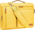 MOSISO 360 Protective Laptop Shoulder Bag,15 inch Computer Bag Compatible with MacBook Air M4 M3 M2/Pro A1990 A1707, Dell XPS Plus,Side Open Messenger Bag with 4 Zipper Pockets&Handle, Yellow