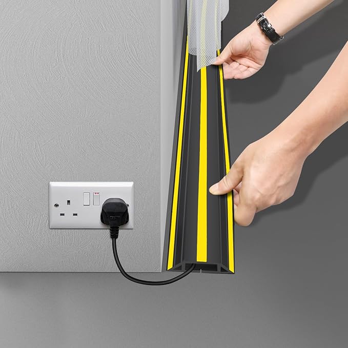 6.5 ft Cord Covers for Wires on Floor, Heavy Duty PVC Duct Floor Cord Cover, Floor Cable Cover Easy to Unroll Prevent Trip Hazard for Home Office or Outdoor Settings