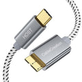 CableCreation 1FT USB C to Micro B Cable,10Gbps Speed External Hard Drive Braided,USB 3.1 Type C to Micro B Work for iPhone 15 Series,Seagate WD Westgate My Passport,MacBook Pro/Air, iPad/Tablet,Grey